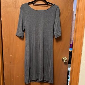 Adrienne Vittadini Gray Sheath Dress with Cuffed 3/4 Sleeves